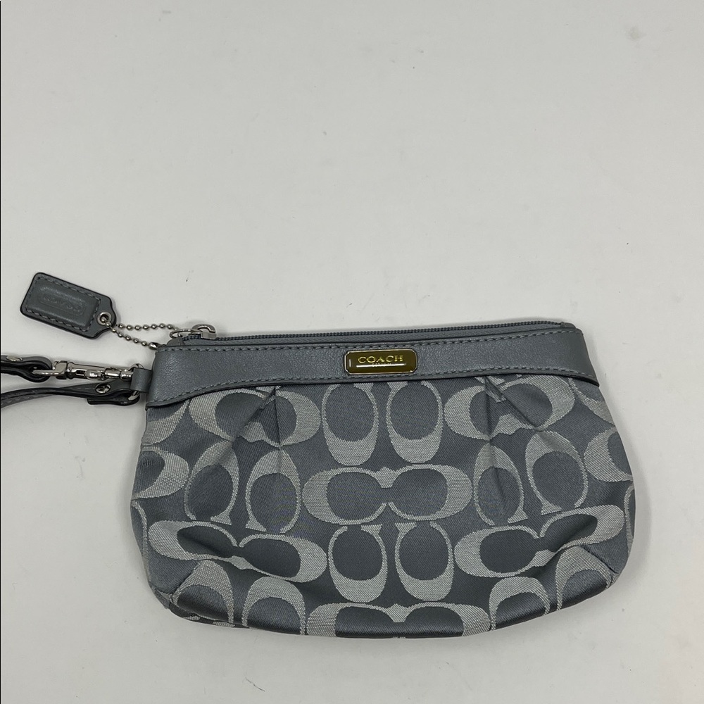 Coach Silver and Gray Signature Wristlet